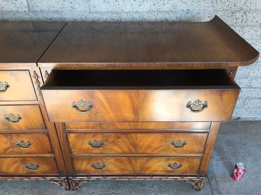 Stunning Unique Chinoiserie Hollywood Regency Two Piece Chest Of Drawers [Photo 15]