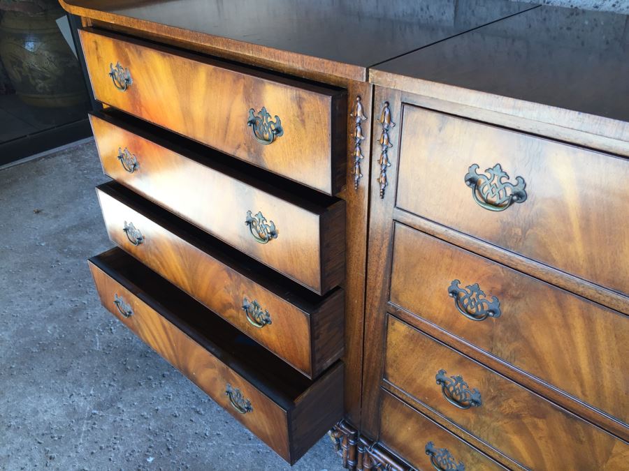 Stunning Unique Chinoiserie Hollywood Regency Two Piece Chest Of Drawers [Photo 17]