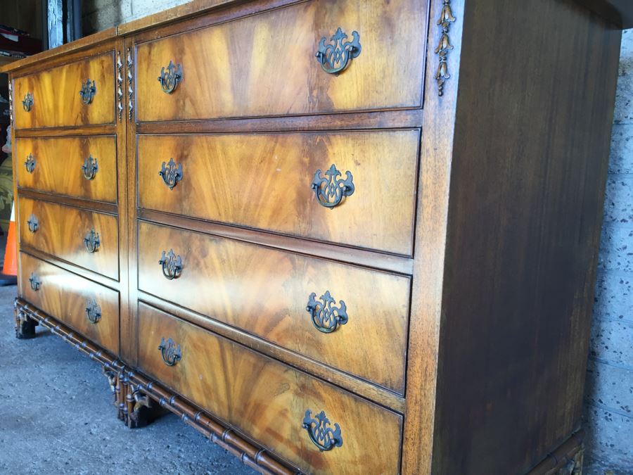Stunning Unique Chinoiserie Hollywood Regency Two Piece Chest Of Drawers [Photo 11]
