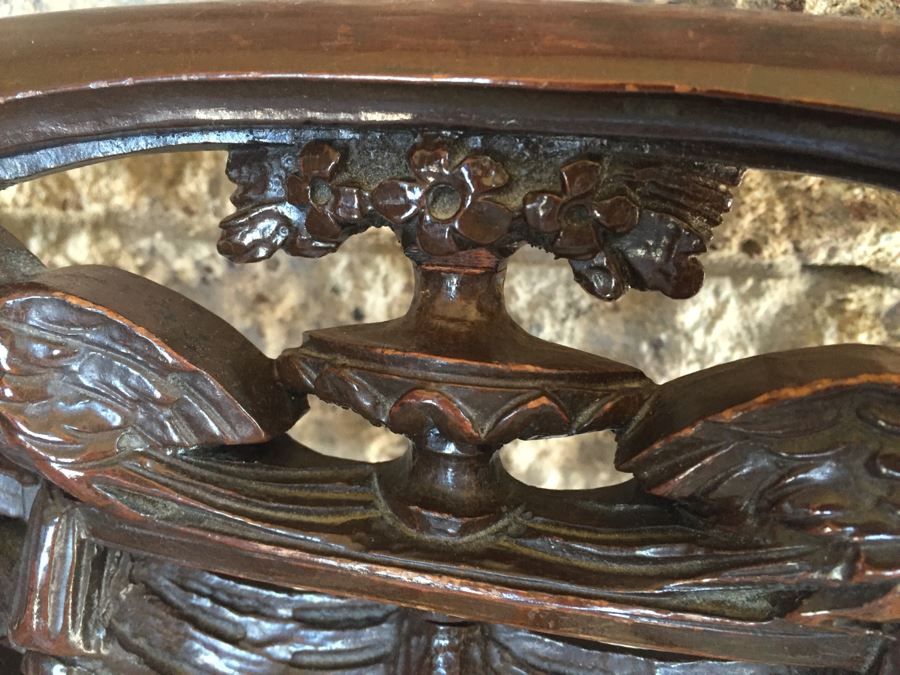 Nicely Carved Armchair With Carved Birds [Photo 8]