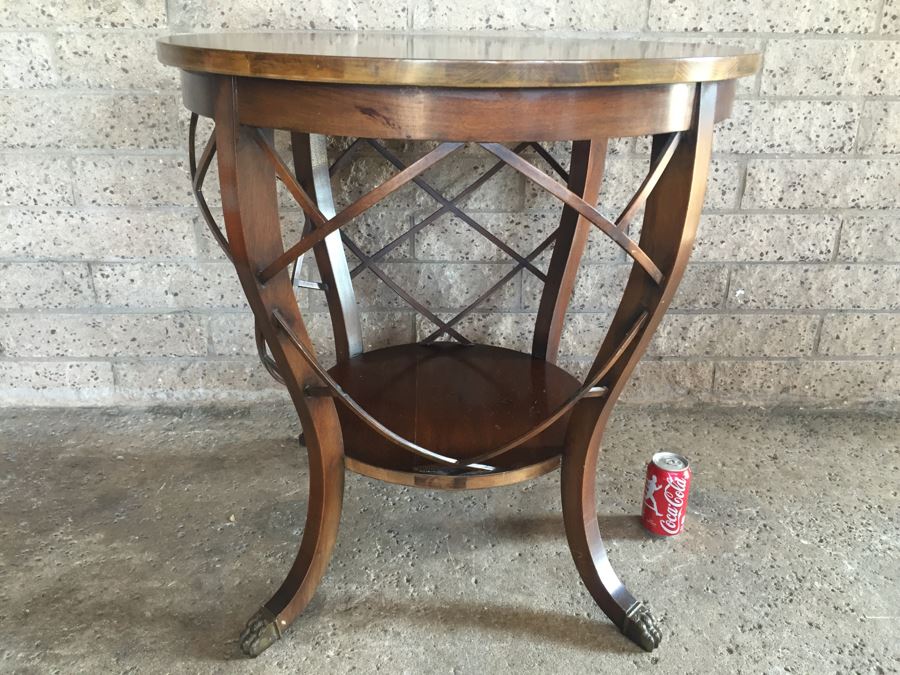 Round Two-Tier Table With Brass Claw Feet [Photo 13]