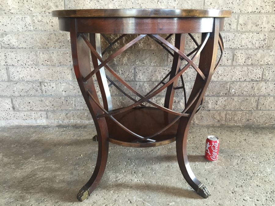 Round Two-Tier Table With Brass Claw Feet [Photo 1]