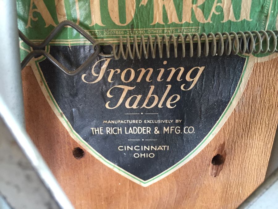 Vintage Auto Krat Ironing Table Board By The Rich Ladder & Mfg Co Cincinnati, OH [Photo 4]