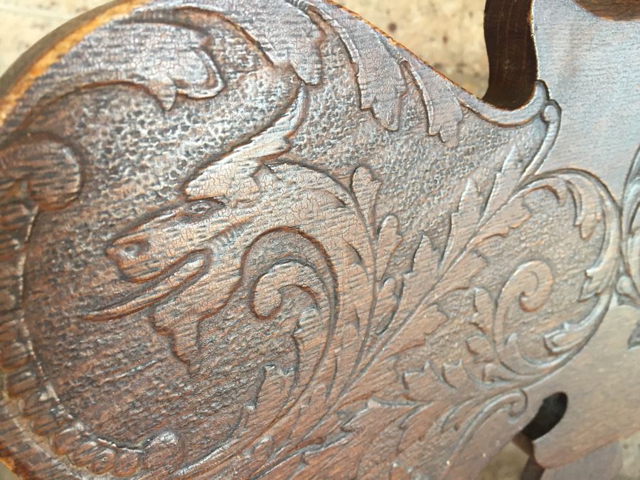 Nice Antique Cane Seat Rocking Chair With Dragon And Floral Motif Carvings [Photo 10]
