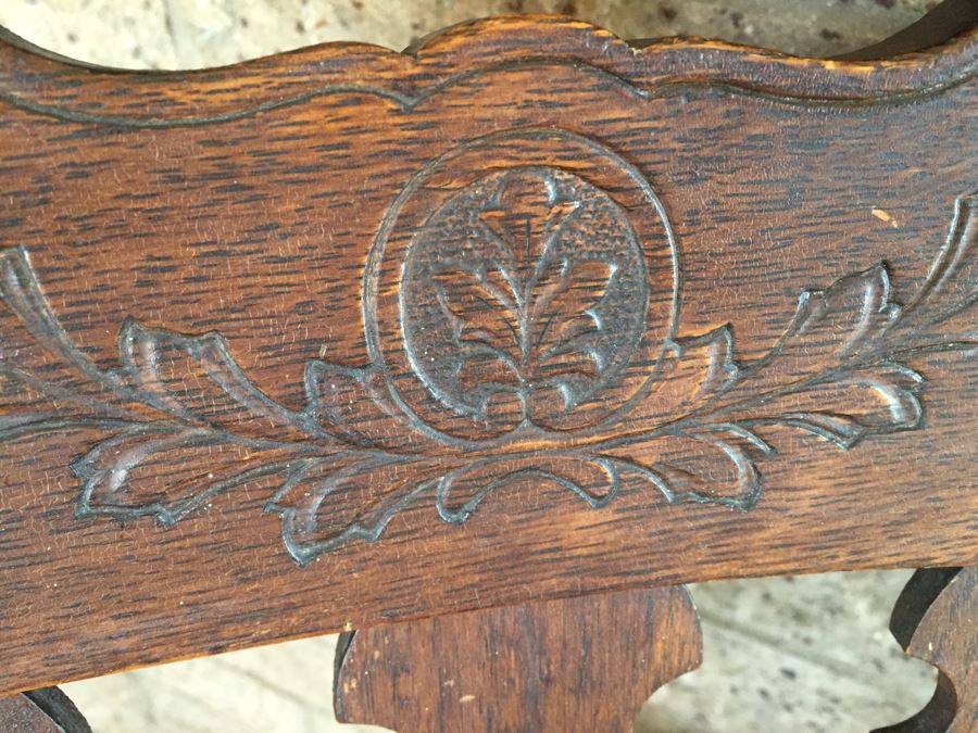 Nice Antique Cane Seat Rocking Chair With Dragon And Floral Motif Carvings [Photo 12]