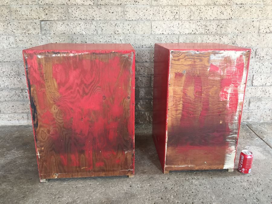 Pair Of Wooden Cabinets Painted Red - Genuine NASCO Product Manufactured By Nathan Shectman [Photo 10]