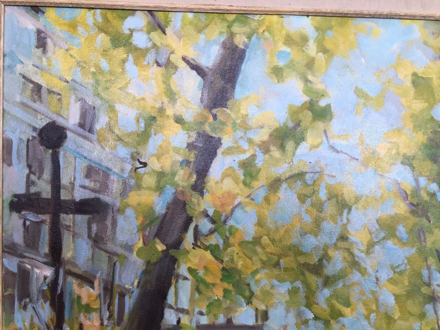 Original Oil Painting By June Woolsey Titled 'Promenade - Paris' 30' x 30' [Photo 8]