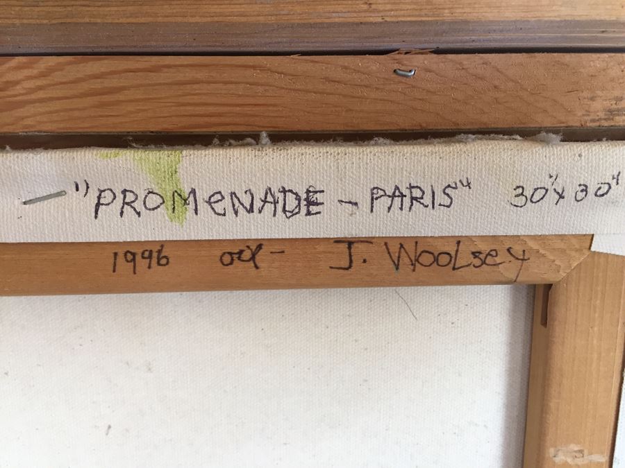 Original Oil Painting By June Woolsey Titled 'Promenade - Paris' 30' x 30' [Photo 11]