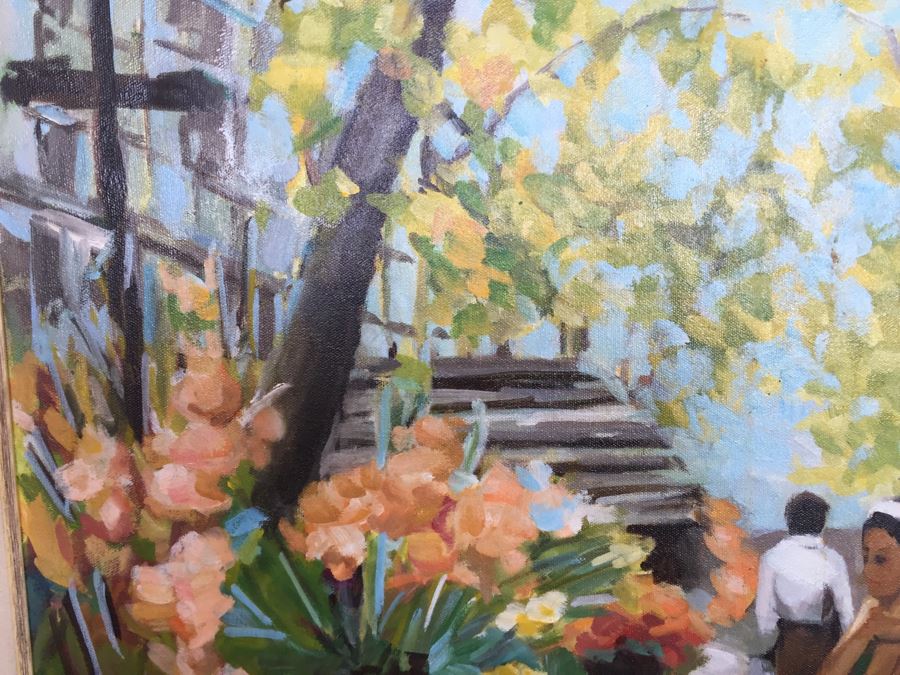 Original Oil Painting By June Woolsey Titled 'Promenade - Paris' 30' x 30' [Photo 9]