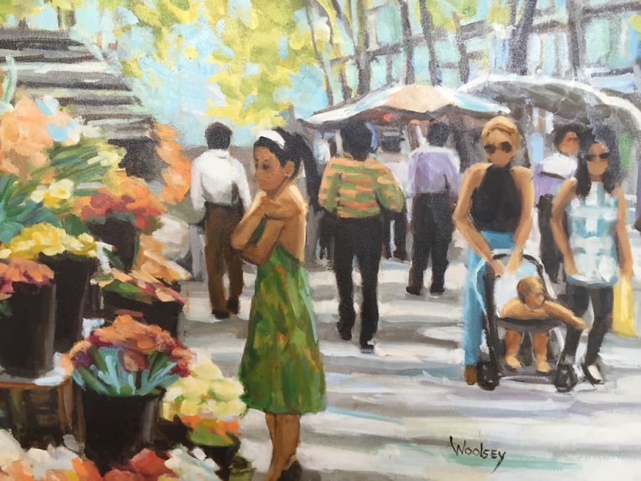 Original Oil Painting By June Woolsey Titled 'Promenade - Paris' 30' x 30' [Photo 5]