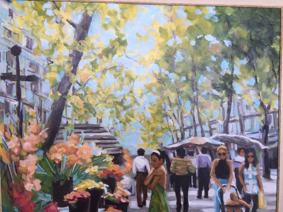 Original Oil Painting By June Woolsey Titled 'Promenade - Paris' 30' x 30' [Photo 7]