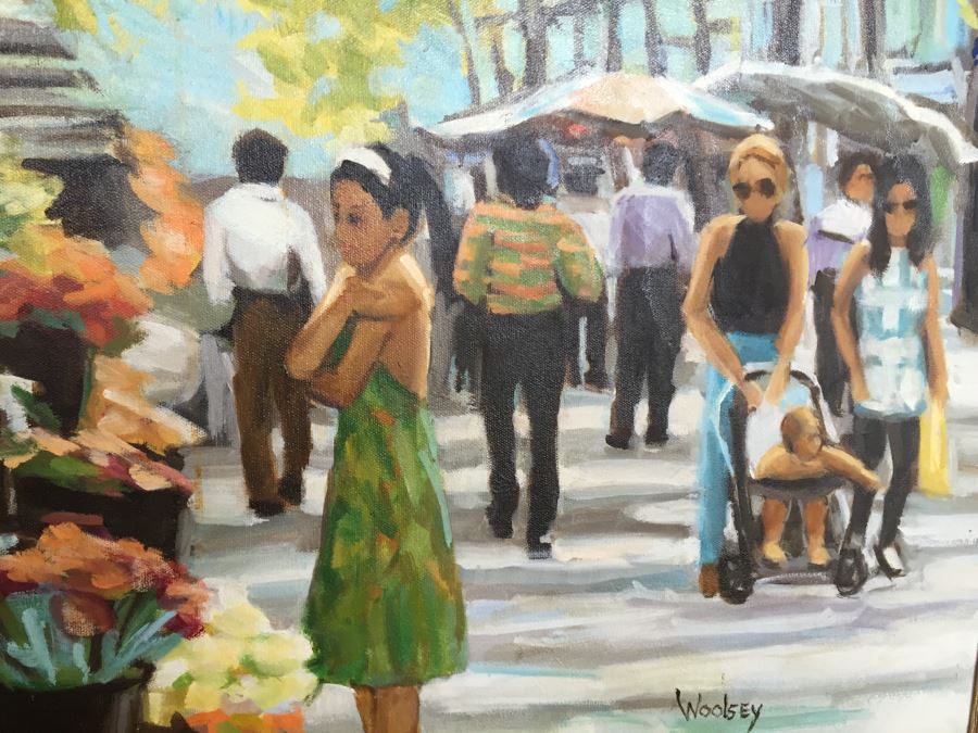 Original Oil Painting By June Woolsey Titled 'Promenade - Paris' 30' x 30' [Photo 10]