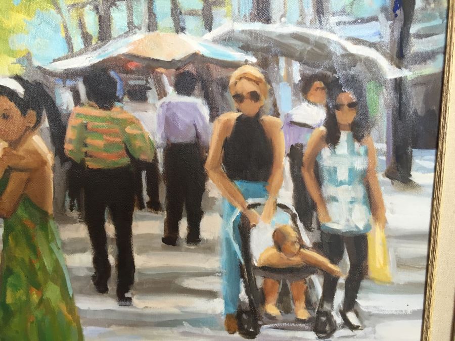 Original Oil Painting By June Woolsey Titled 'Promenade - Paris' 30' x 30' [Photo 2]