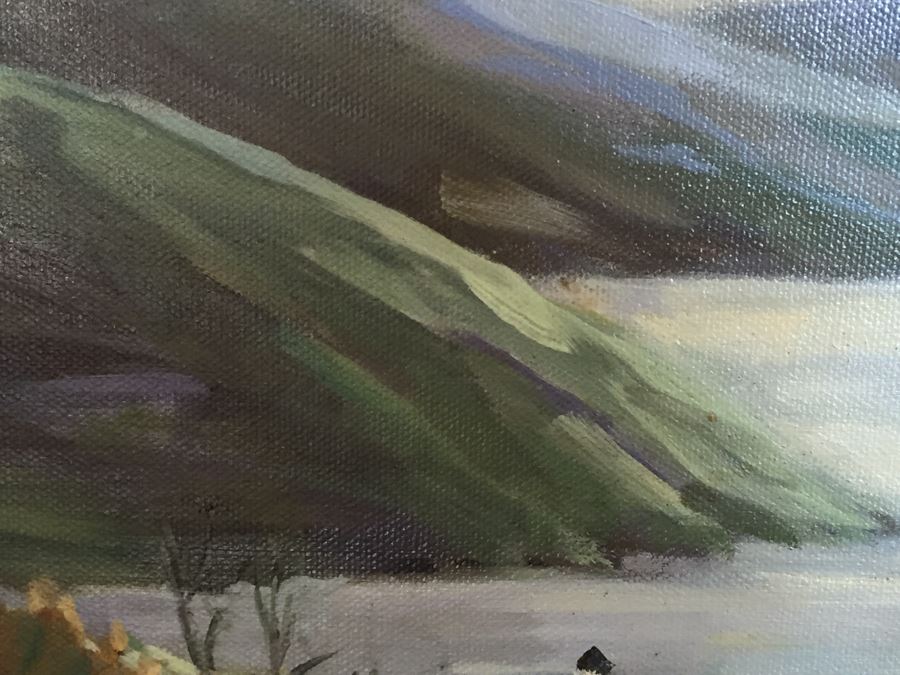 Impressive Plein Air Original Oil Painting By June Woolsey Titled 'Lake Hodges - After The Rain' Local 35' x 45' [Photo 13]