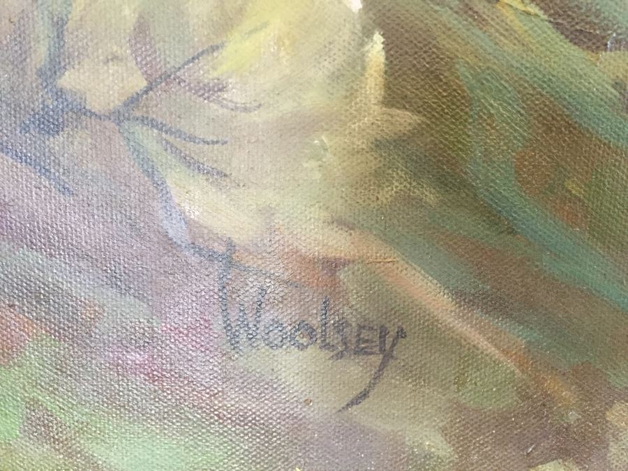 Impressive Plein Air Original Oil Painting By June Woolsey Titled 'Lake Hodges - After The Rain' Local 35' x 45' [Photo 6]