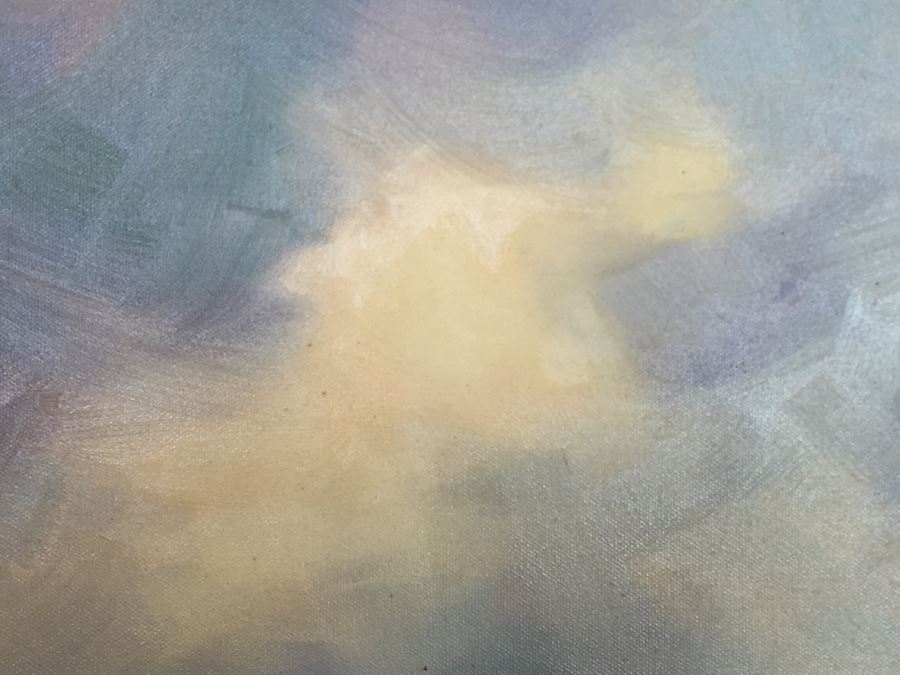 Impressive Plein Air Original Oil Painting By June Woolsey Titled 'Lake Hodges - After The Rain' Local 35' x 45' [Photo 16]