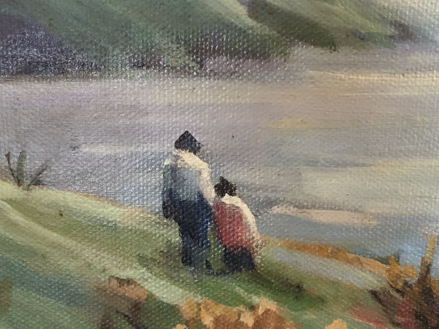 Impressive Plein Air Original Oil Painting By June Woolsey Titled 'Lake Hodges - After The Rain' Local 35' x 45' [Photo 12]