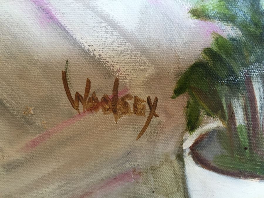 Original Oil Painting By June Woolsey Titled 'Flower Stand - Rome' 30' x 40' [Photo 3]