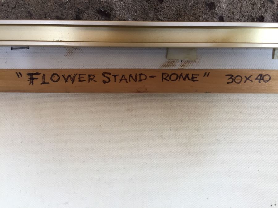 Original Oil Painting By June Woolsey Titled 'Flower Stand - Rome' 30' x 40' [Photo 9]