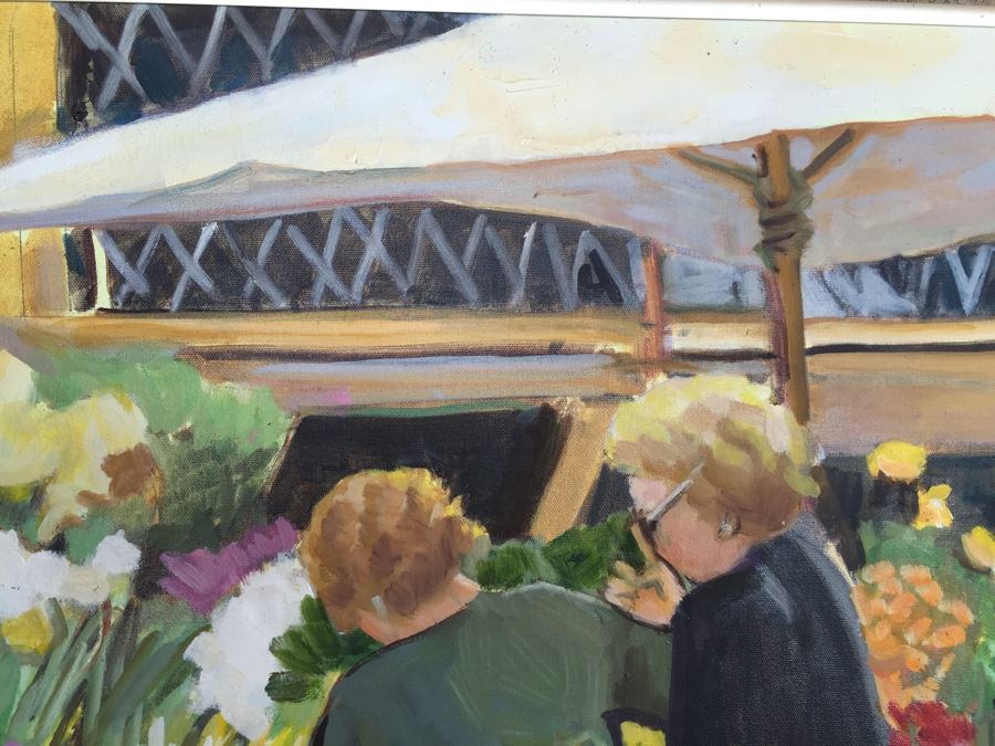 Original Oil Painting By June Woolsey Titled 'Flower Stand - Rome' 30' x 40' [Photo 7]