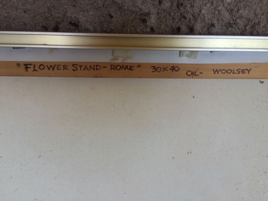 Original Oil Painting By June Woolsey Titled 'Flower Stand - Rome' 30' x 40' [Photo 8]