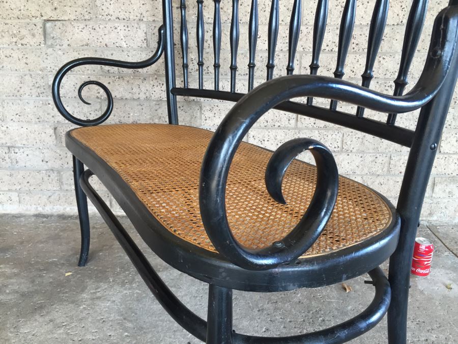 Vintage Cane Seat Settee Bench [Photo 9]