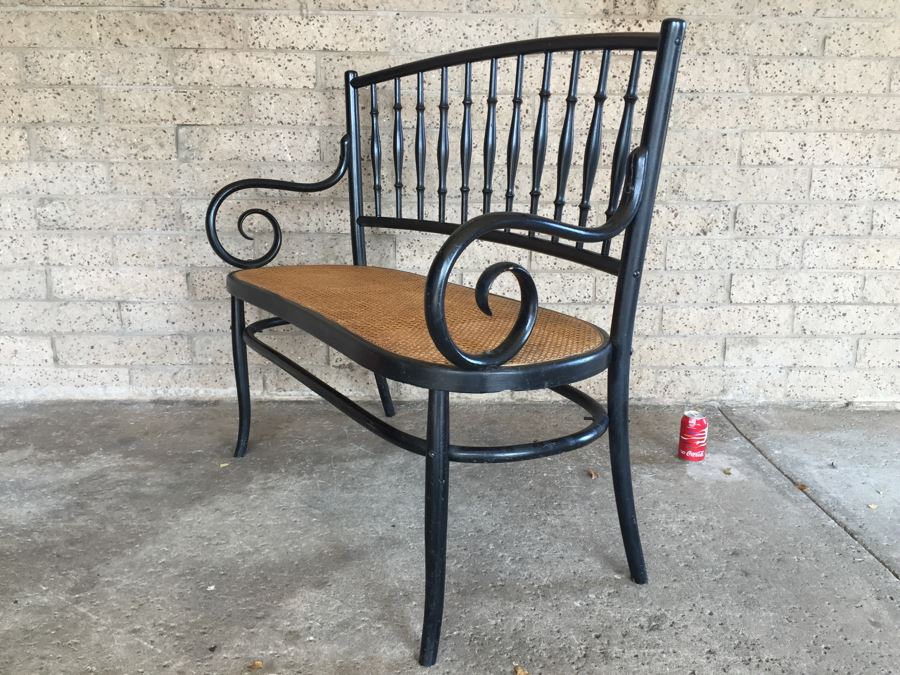 Vintage Cane Seat Settee Bench [Photo 2]