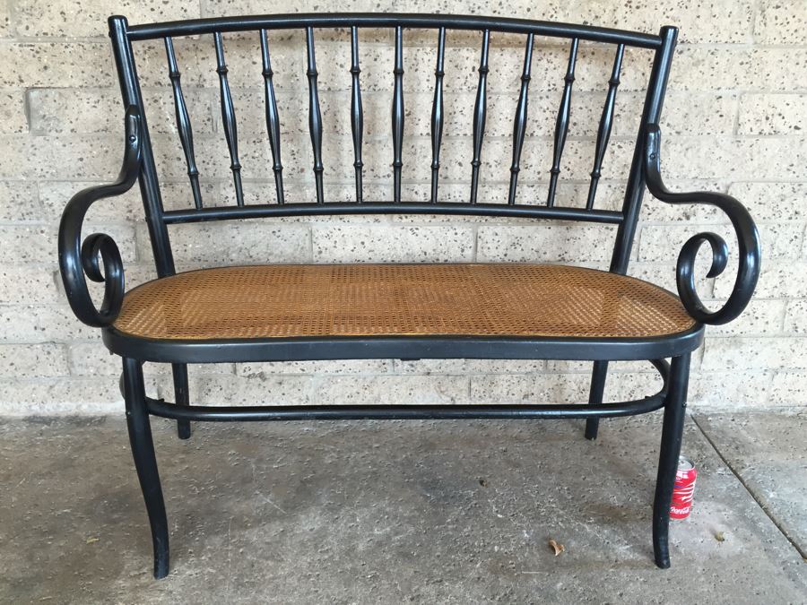 Vintage Cane Seat Settee Bench [Photo 4]