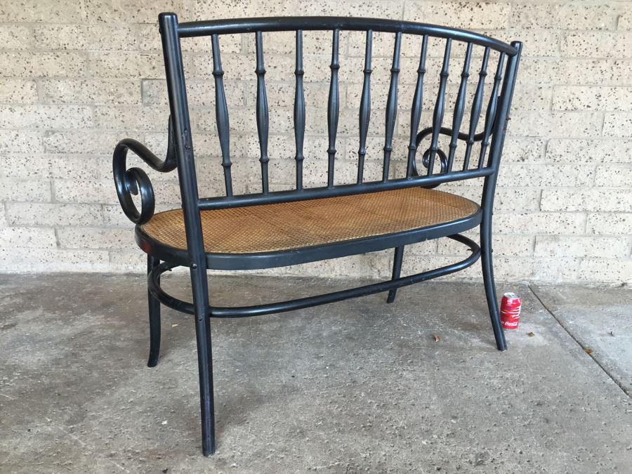Vintage Cane Seat Settee Bench [Photo 12]