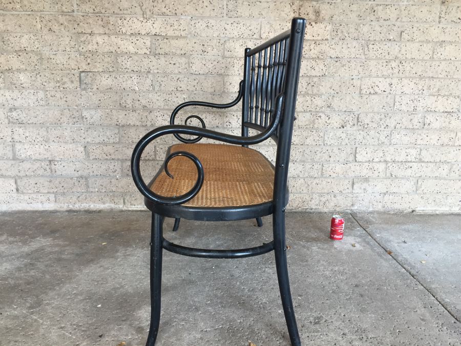 Vintage Cane Seat Settee Bench [Photo 3]