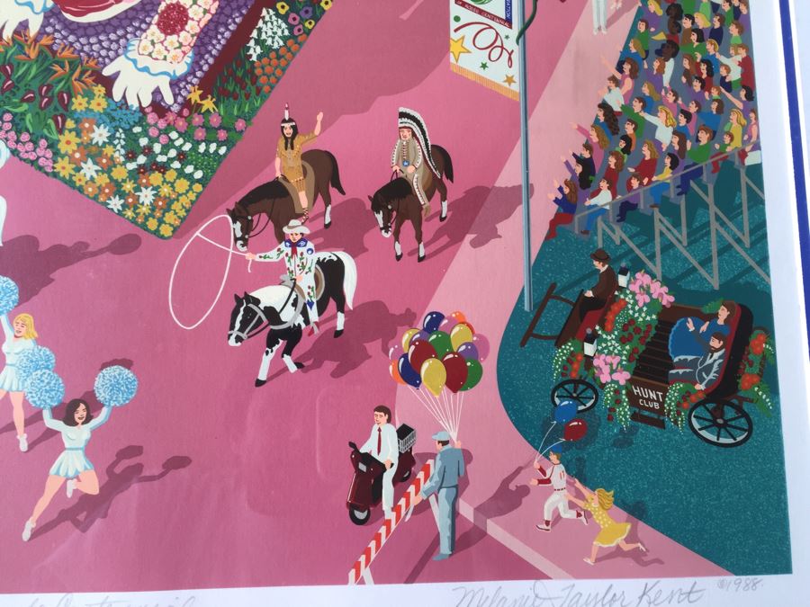 Melanie Taylor Kent Signed Limited Edition Serigraph Titled 'Rose Parade Centennial' 1988 297 Of 400 Replacement Value $4,500 [Photo 14]