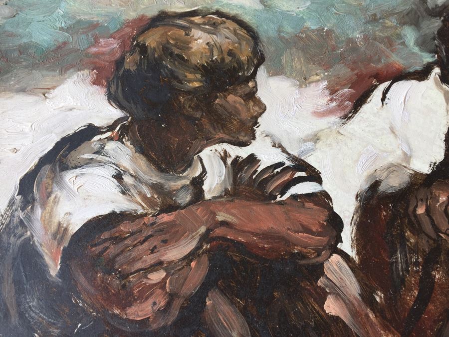 Original Oil Painting Of Three Men Signed Spencer [Photo 8]