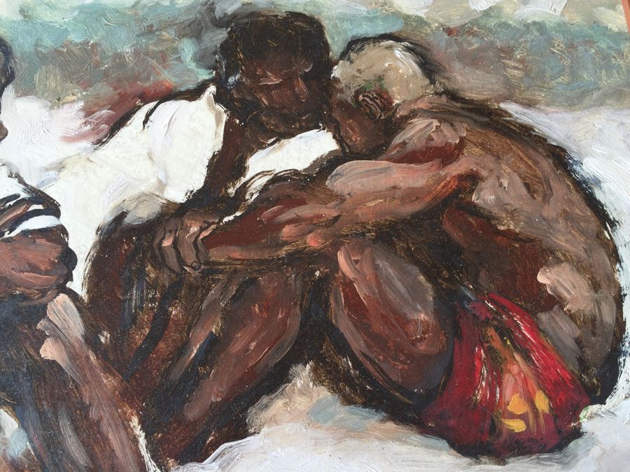 Original Oil Painting Of Three Men Signed Spencer [Photo 9]