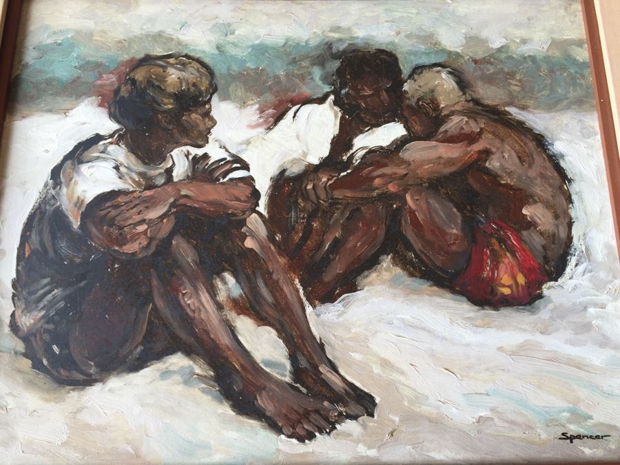 Original Oil Painting Of Three Men Signed Spencer [Photo 13]