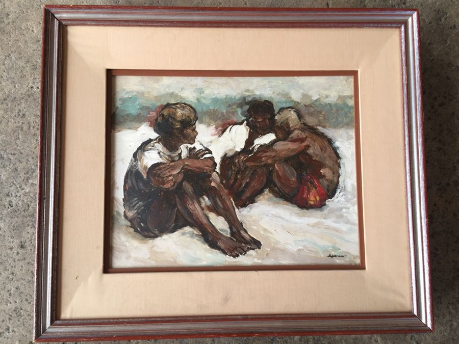 Original Oil Painting Of Three Men Signed Spencer