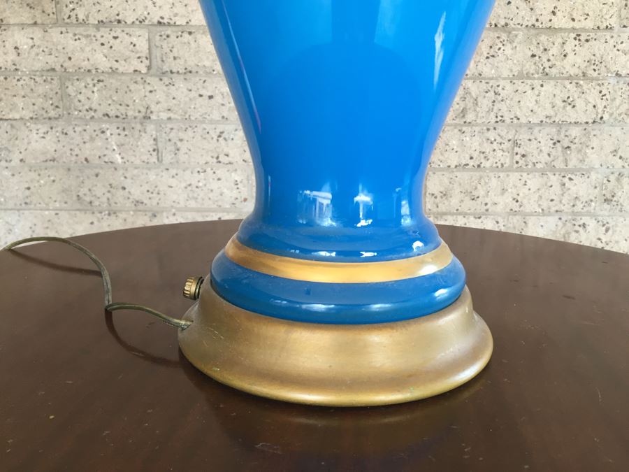 Nice Mid-Century Blue And Gold Murano Glass Lamp [Photo 3]