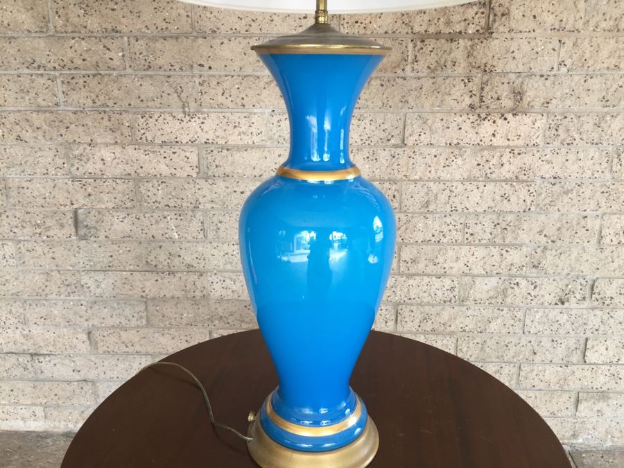 Nice Mid-Century Blue And Gold Murano Glass Lamp [Photo 5]