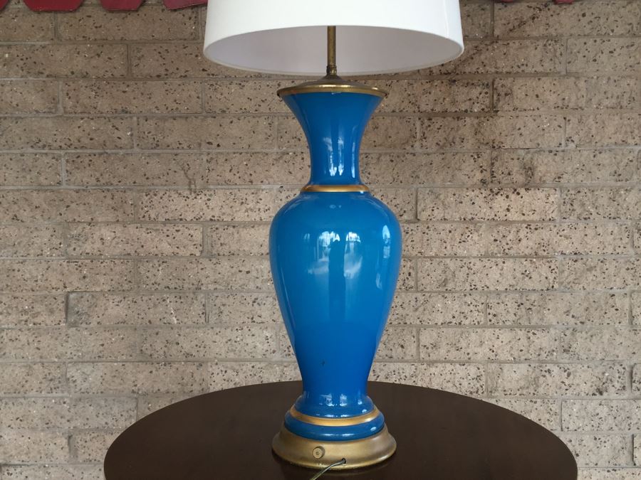 Nice Mid-Century Blue And Gold Murano Glass Lamp [Photo 9]