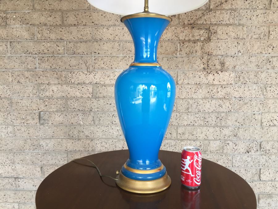 Nice Mid-Century Blue And Gold Murano Glass Lamp [Photo 2]