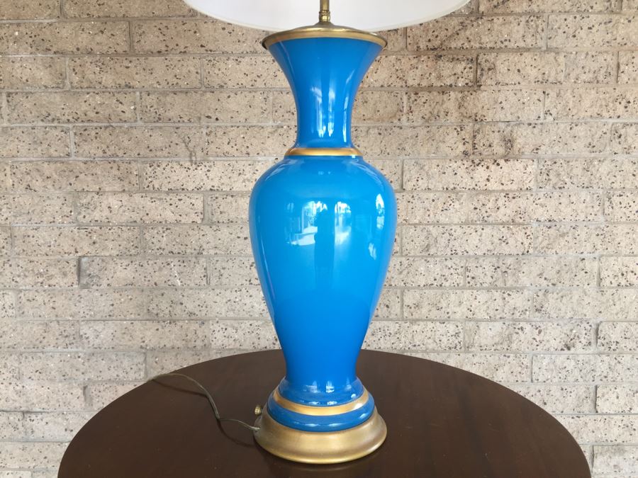 Nice Mid-Century Blue And Gold Murano Glass Lamp [Photo 4]