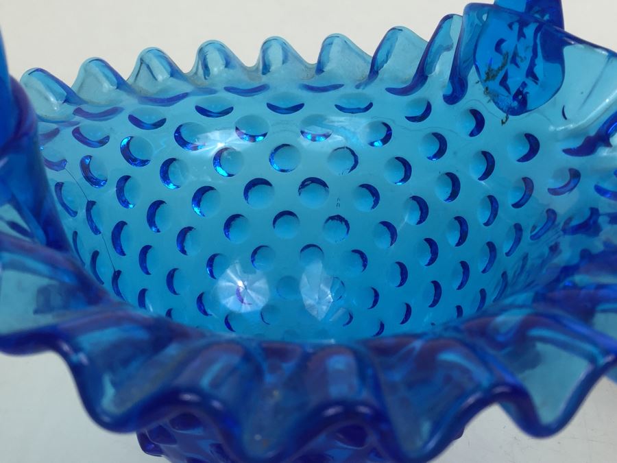 Fenton Glass Hobnail Basket With Handle And Pink Glass Pitcher [Photo 7]