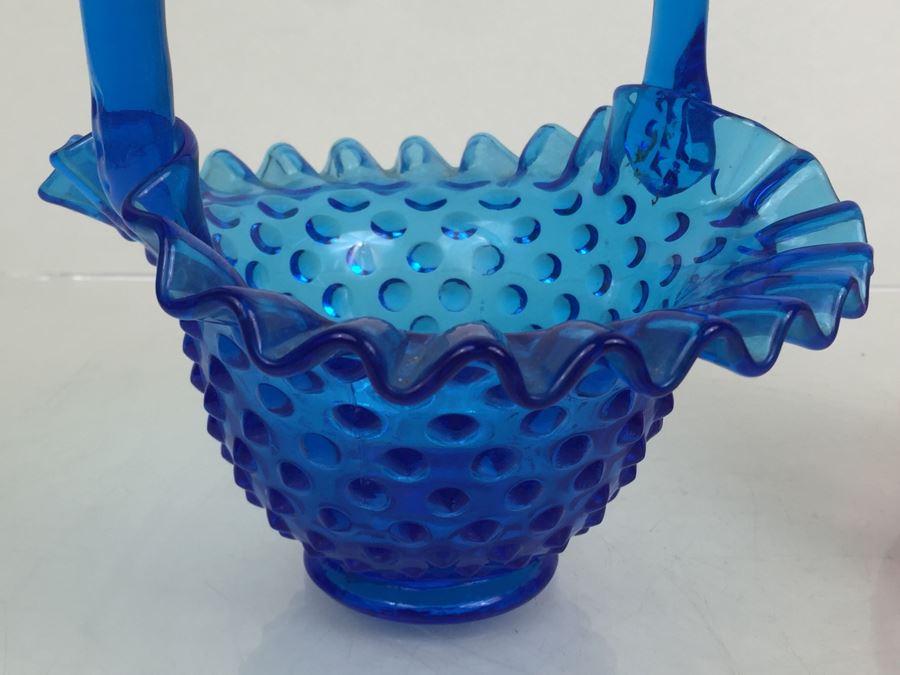 Fenton Glass Hobnail Basket With Handle And Pink Glass Pitcher [Photo 8]