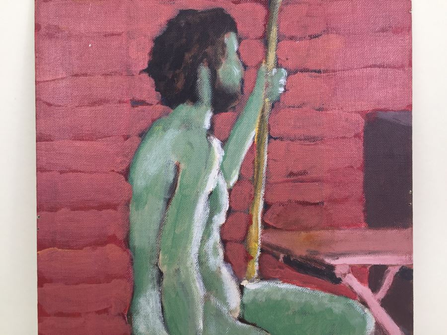 Original Painting Of Green Man Cardiff-By-The-Sea Artist Rudy Denuse Jr. Signed On Back 11 x 14 [Photo 2]