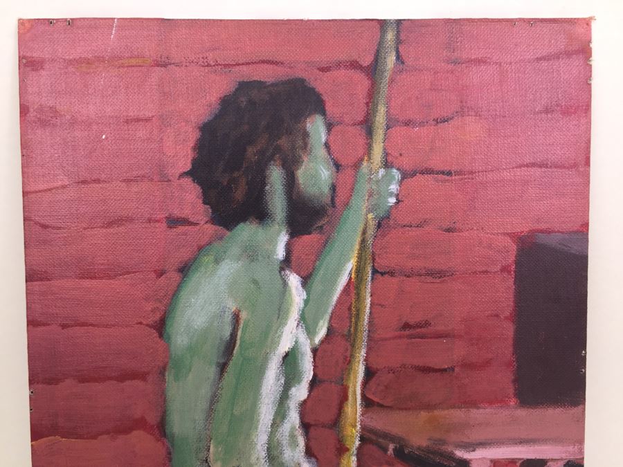 Original Painting Of Green Man Cardiff-By-The-Sea Artist Rudy Denuse Jr. Signed On Back 11 x 14 [Photo 4]