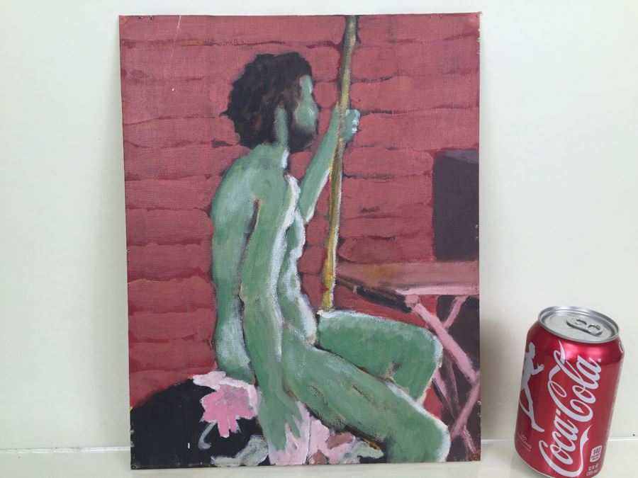 Original Painting Of Green Man Cardiff-By-The-Sea Artist Rudy Denuse Jr. Signed On Back 11 x 14 [Photo 3]