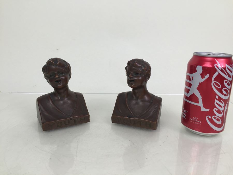 Vintage 'Youth' Bookends Circa 1920 WB Weidlich Brothers #639 [Photo 4]