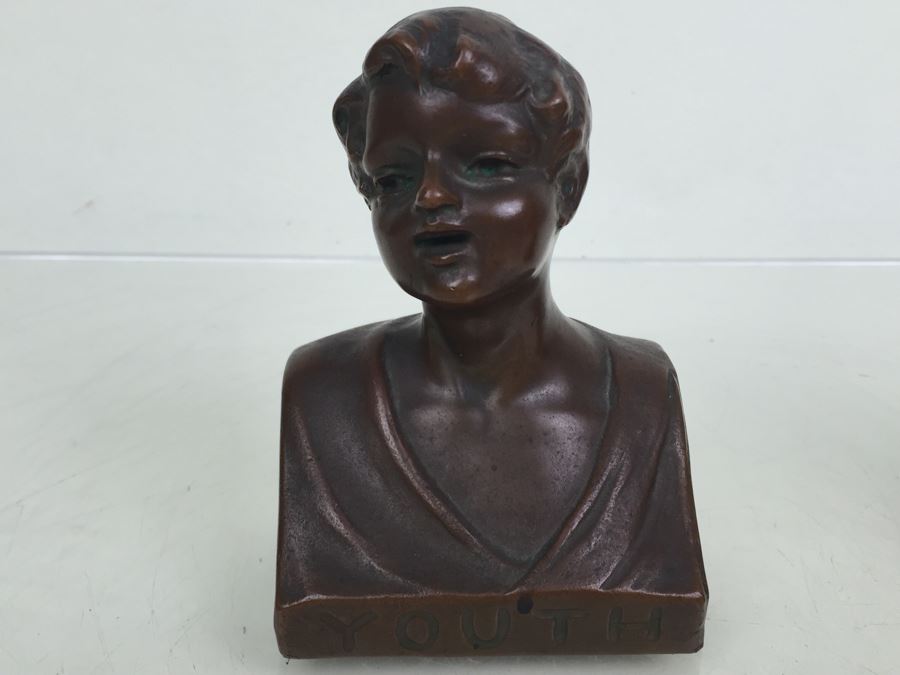 Vintage 'Youth' Bookends Circa 1920 WB Weidlich Brothers #639 [Photo 2]