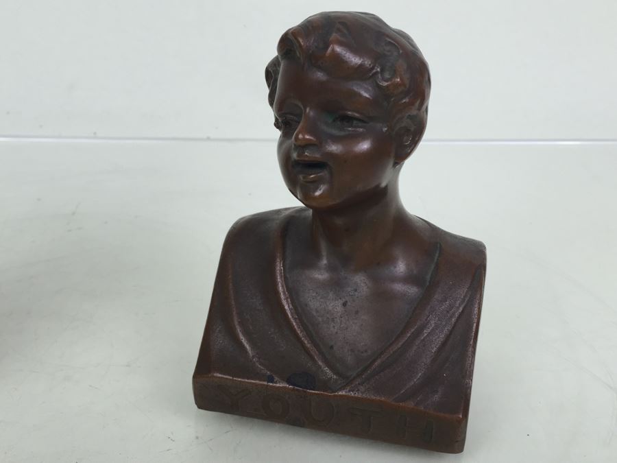 Vintage 'Youth' Bookends Circa 1920 WB Weidlich Brothers #639 [Photo 17]