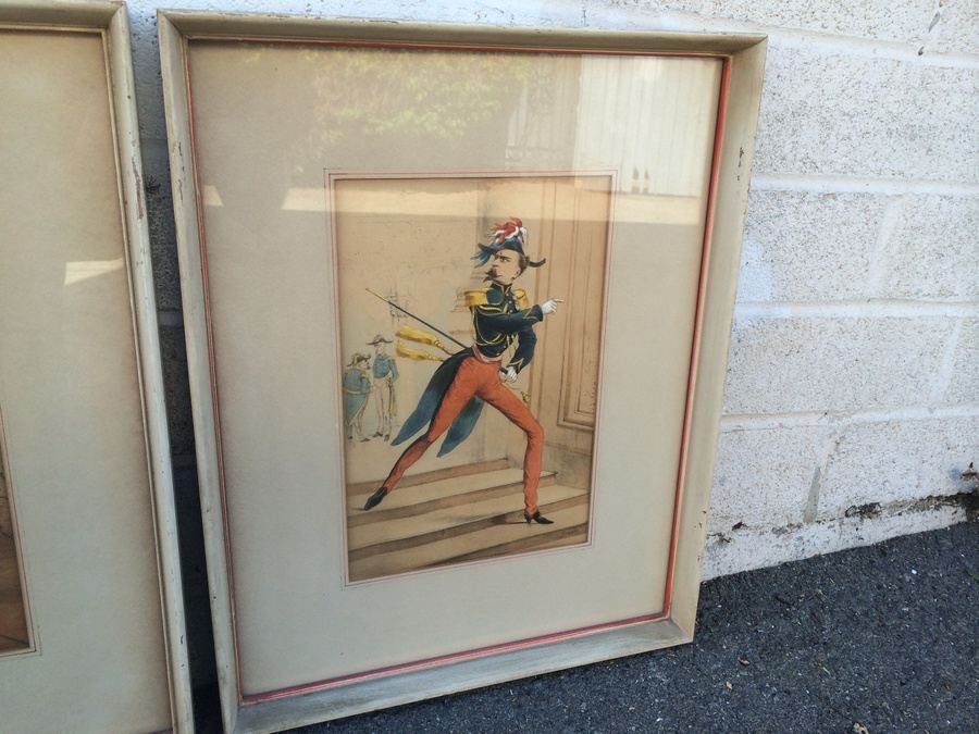 1863 Draner ~ Renard: Hand Colored Lithographs in Vintage Frames [Photo 2]