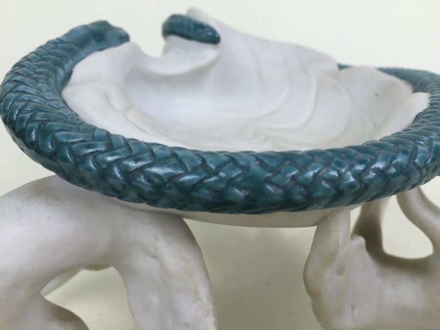 Salvador Dali Signed Ashtray Limited Edition #431 Made By Teissonniere-Limoges For Air-India With Air-India Letter Dated 1969 With Swan And Snake Serpent Motif [Photo 19]